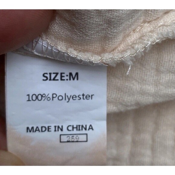 Womens Oversized Shirt Dress M Nude Pink Textured Gauze Button Down Side Slits - Picture 11 of 16